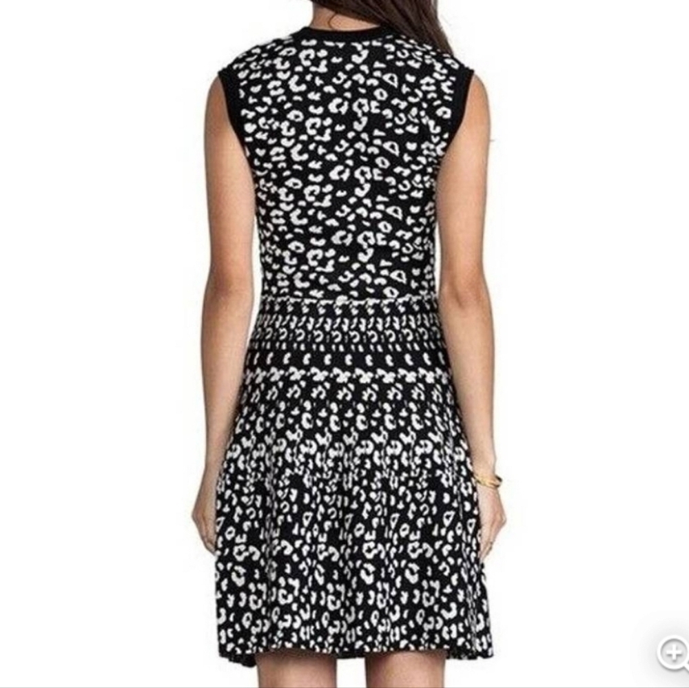 Rebecca Taylor Revolve Leopard Stretch Knit black white Sweater Dress - Picture 4 of 8